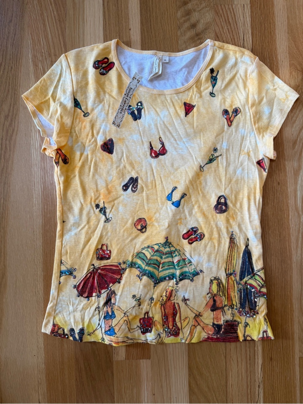 NWT Susan Lawrence | Yellow Beach Summer Short Sleeve op | Size XL